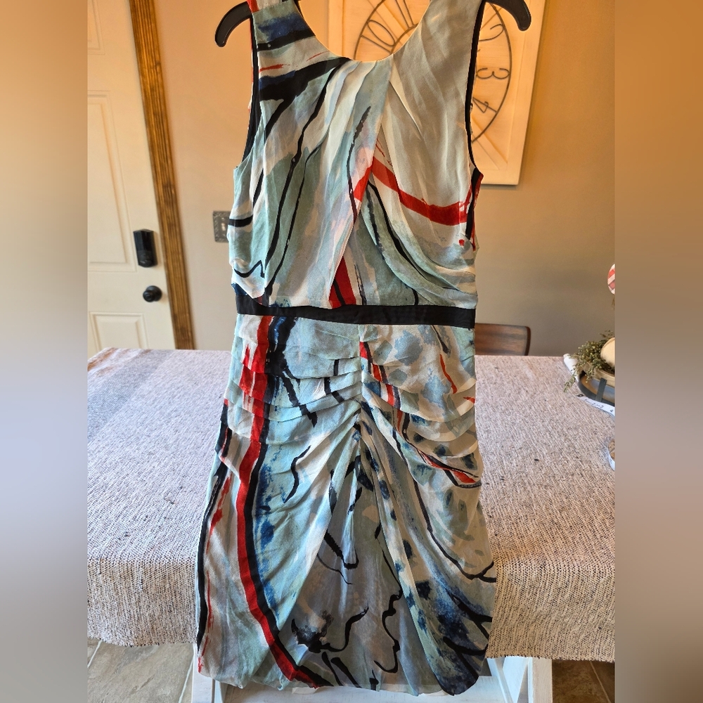 Diane Von Furstenberg 100 % Silk Dress in Red, Blue, and Black